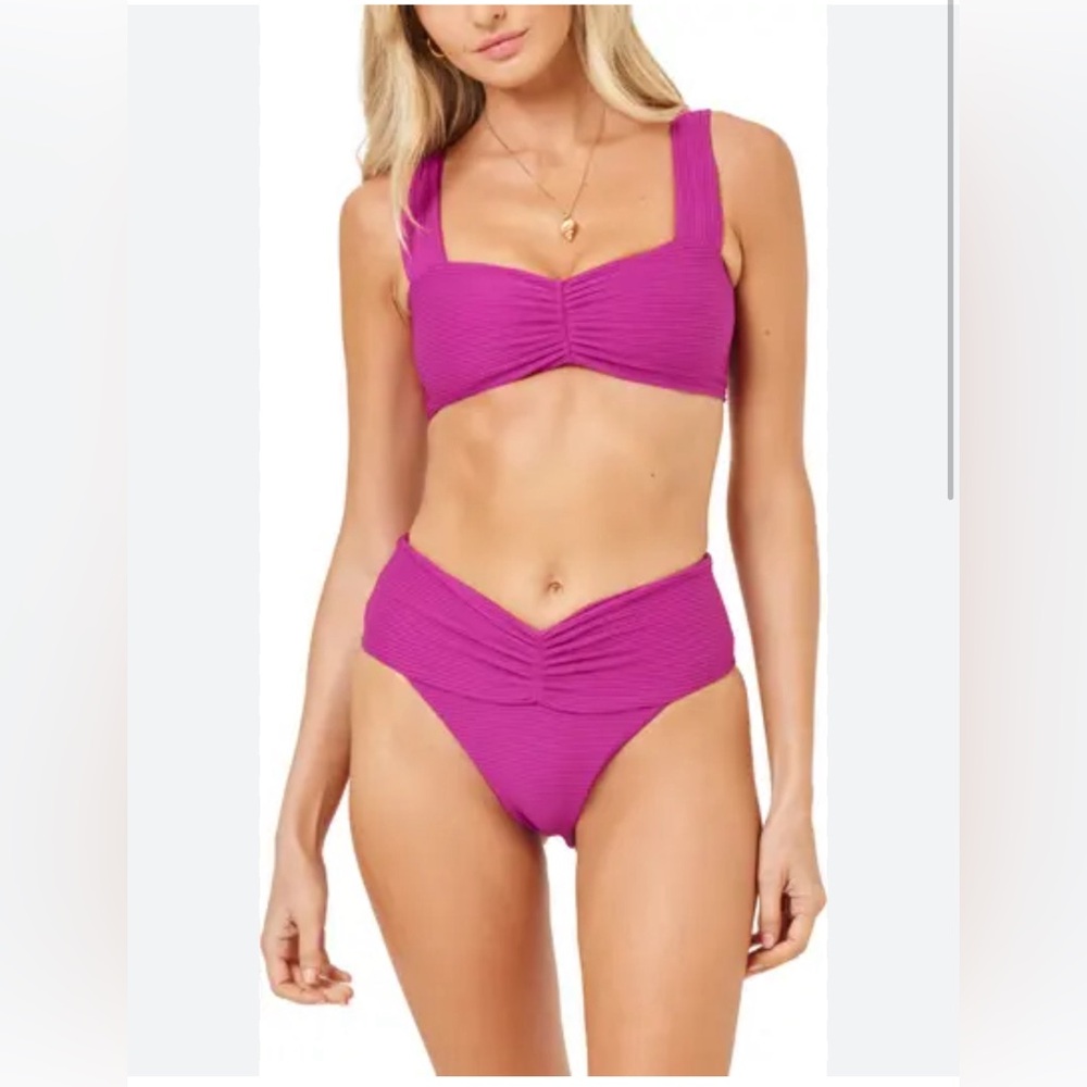 l*space Magenta Ribbed Bikini Set - Picture 3 of 12